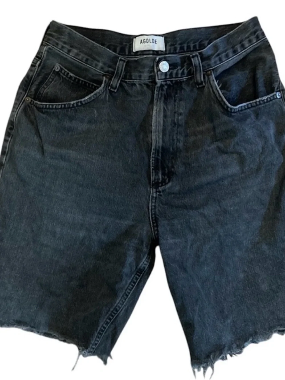 Agolde Pinch waist Black Denim Shorts - Picture 5 of 9